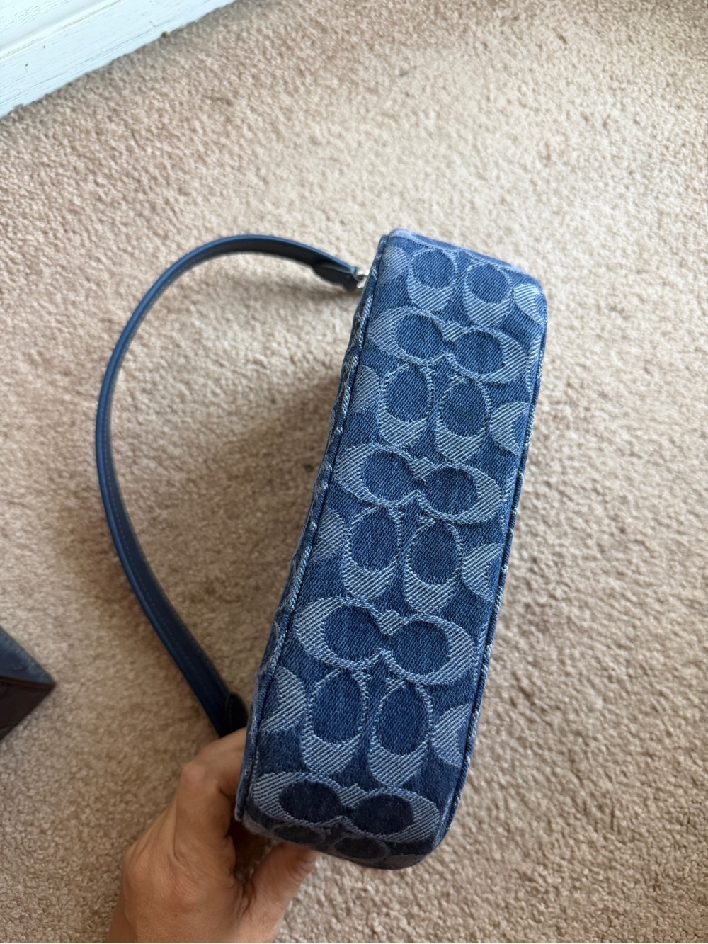 Coach Denim Swinger 20 Mini Shoulder Bag in Navy Blue - Picture 3 of 5